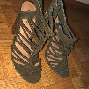 Olive green strappy heels